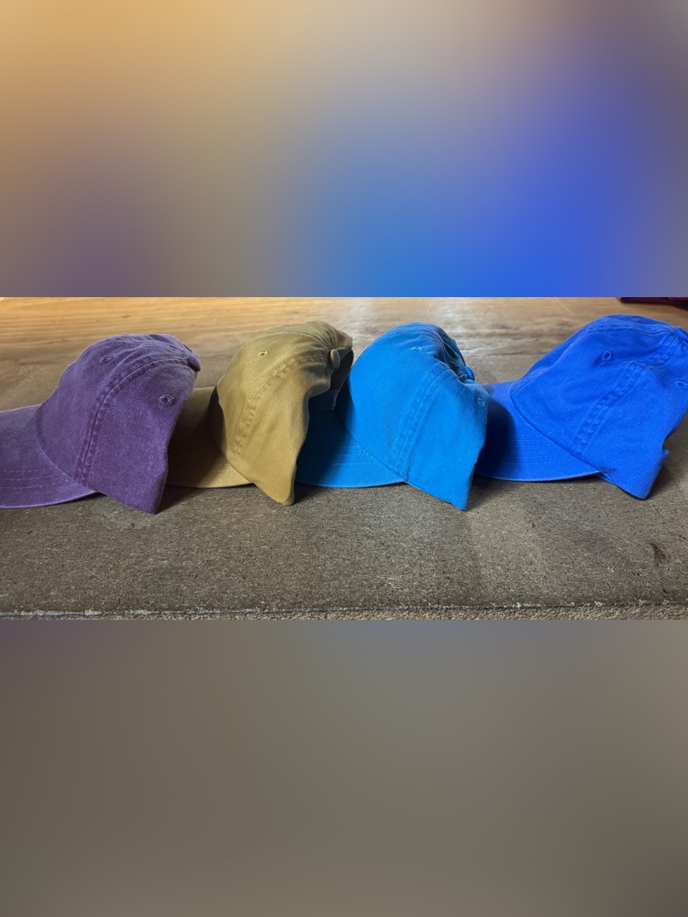 Set of 4 Cotton Baseball Caps - Purple, Tan, Teal, Royal Blue. Unisex. New!